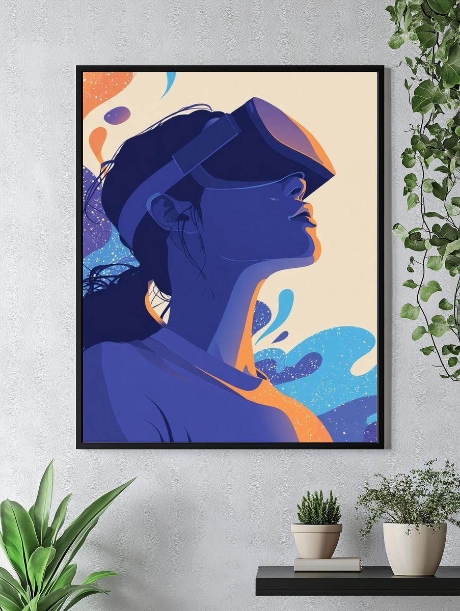 Virtual Reality Woman Digital-Art Poster. — room view 4