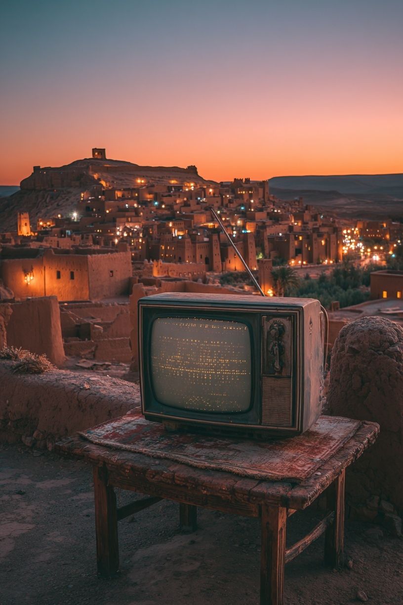 Vintage Television at Sunset — Photography Print. poster detail
