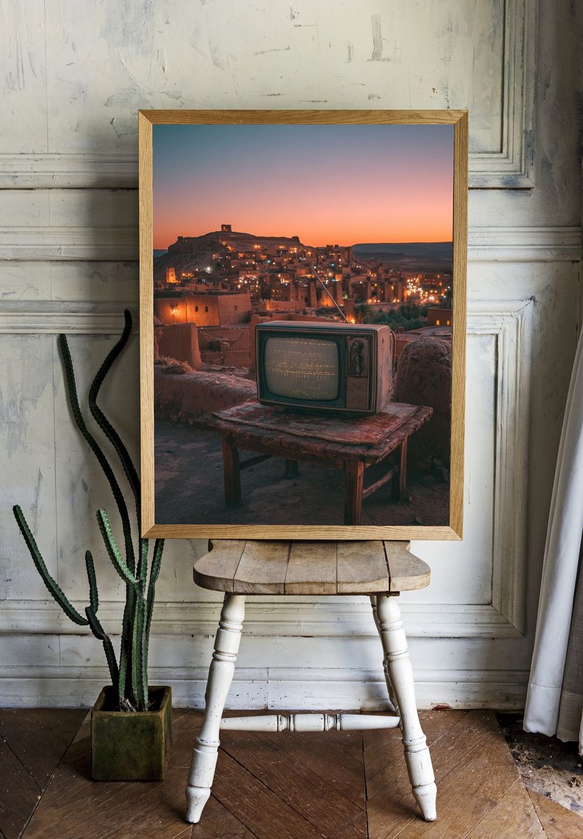 Vintage Television at Sunset — Photography Print. — room view 1