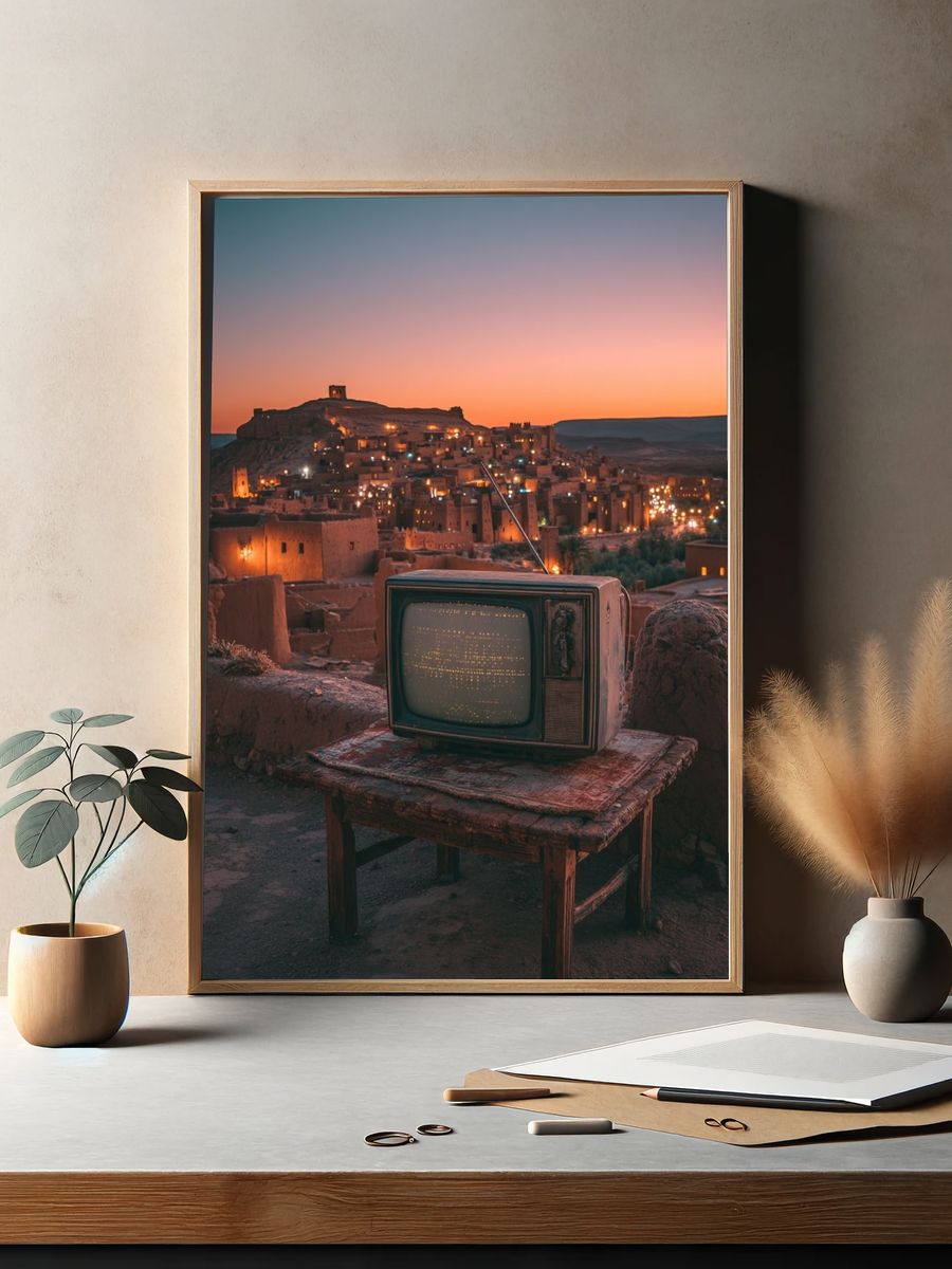 Vintage Television at Sunset — Photography Print. — room view 2