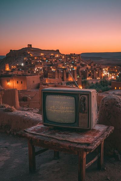 Vintage Television at Sunset — Photography Print. poster print