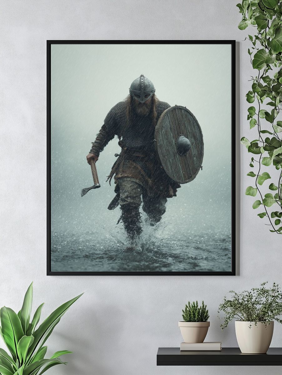 Viking Warrior in Rain — Fine Art Print. — room view 4