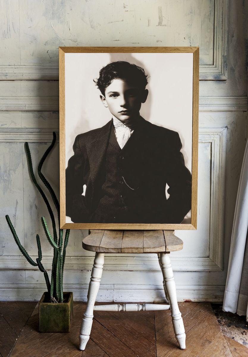 Vintage Portrait of a Young Boy — Fine Art Print. — room view 1