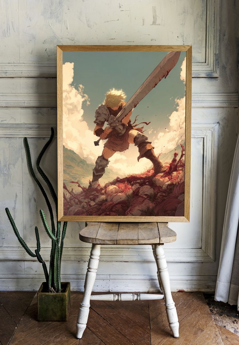 Warrior in Battle — Digital Art Print. — room view 1