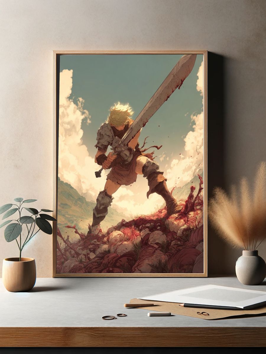 Warrior in Battle — Digital Art Print. — room view 2