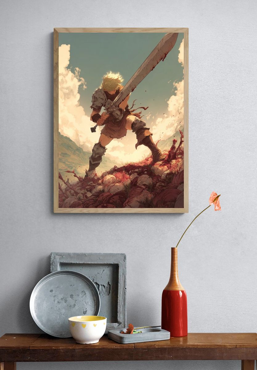 Warrior in Battle — Digital Art Print. — room view 3