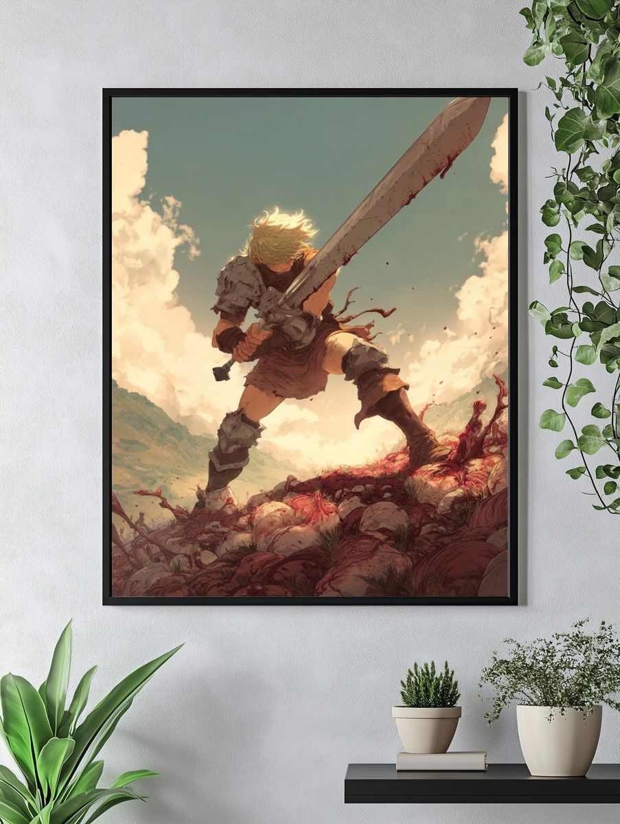 Warrior in Battle — Digital Art Print. — room view 4