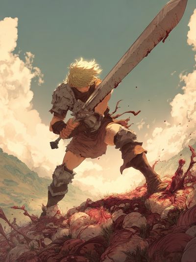 Warrior in Battle — Digital Art Print. poster print