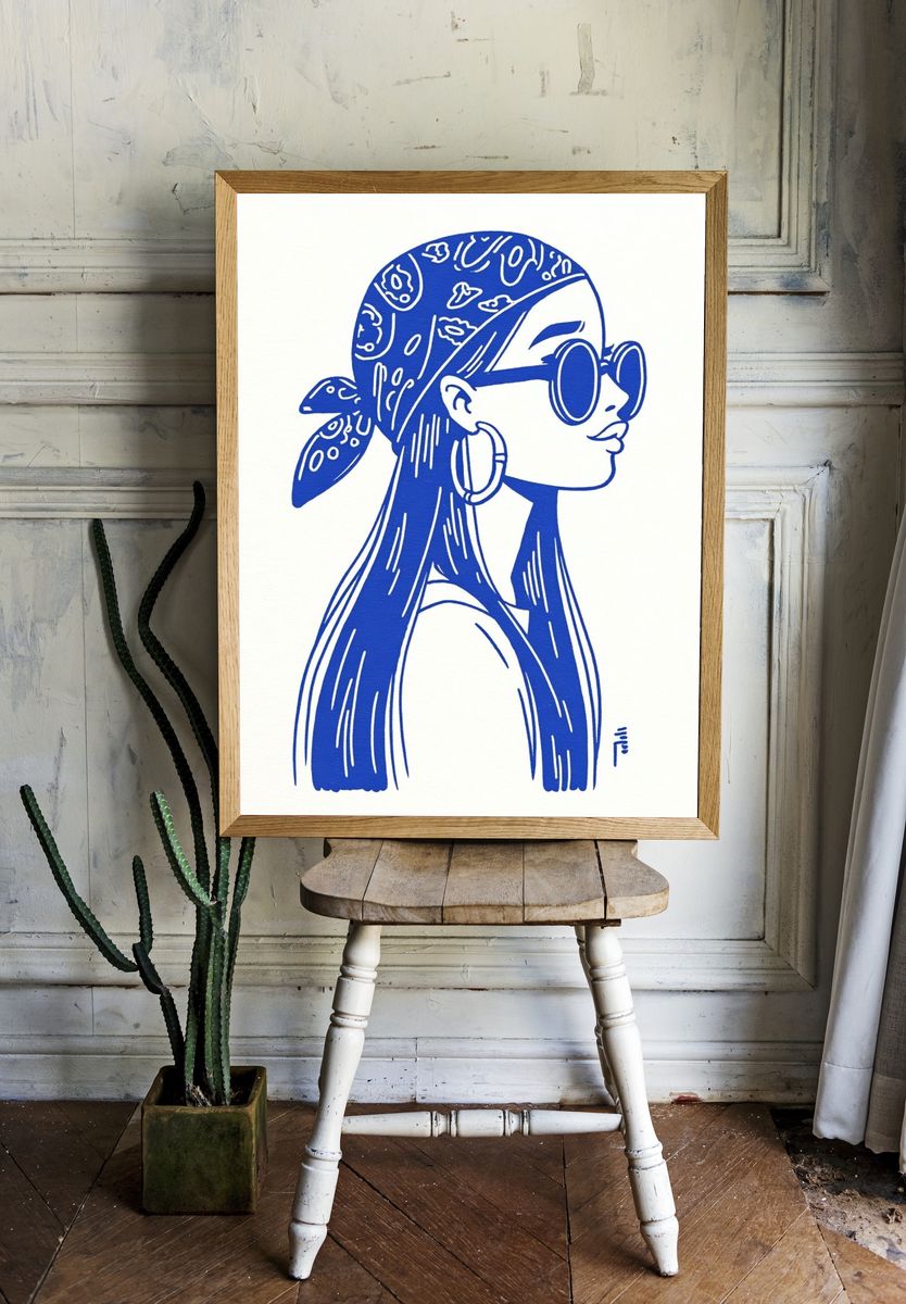 Stylish Woman — Illustration Print. — room view 1