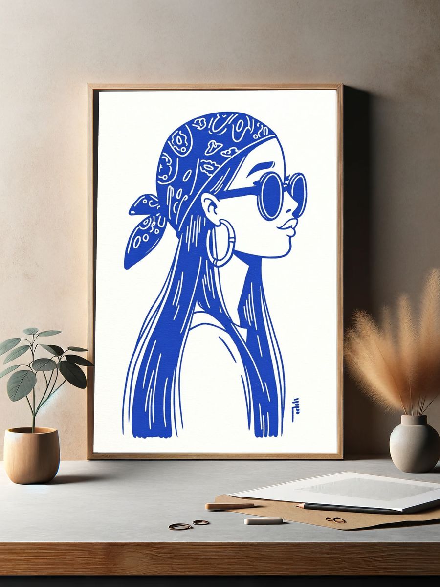 Stylish Woman — Illustration Print. — room view 2
