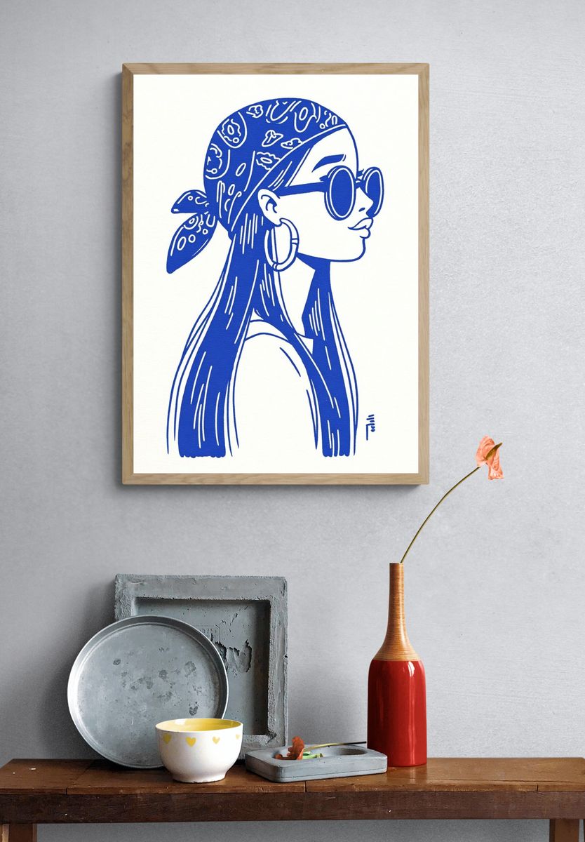 Stylish Woman — Illustration Print. — room view 3