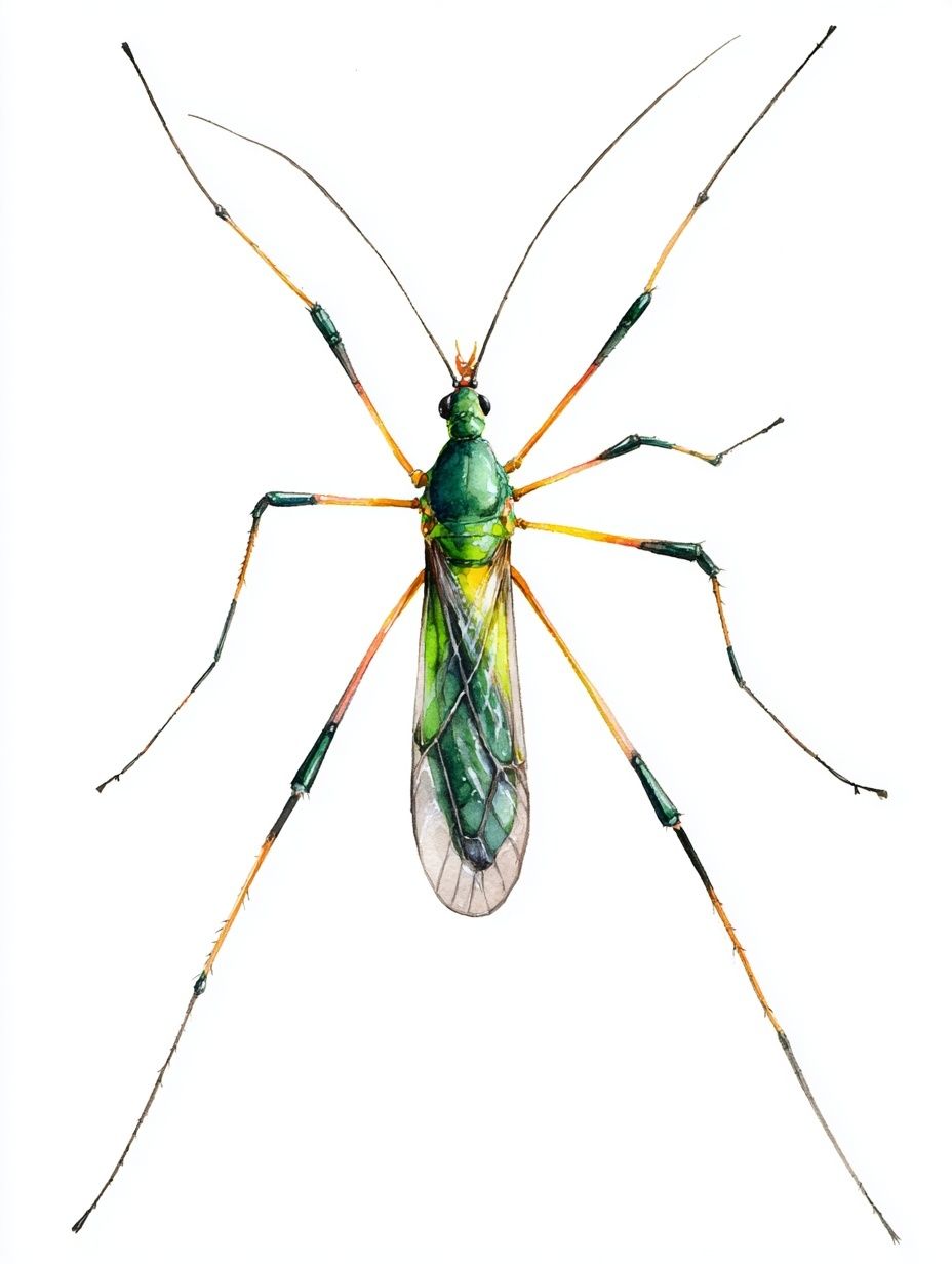 Green Mosquito — Watercolor Print. poster — illustration art