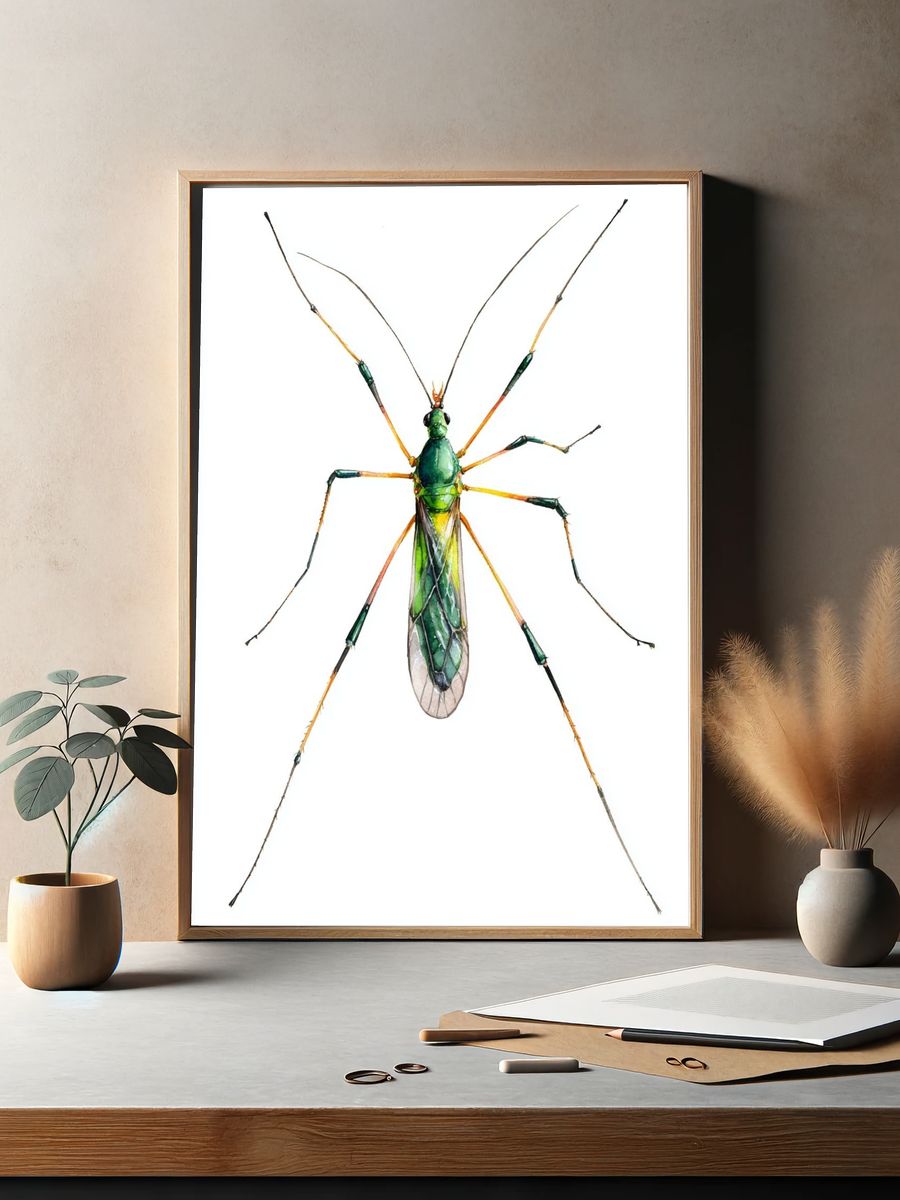 Green Mosquito — Watercolor Print. — room view 2