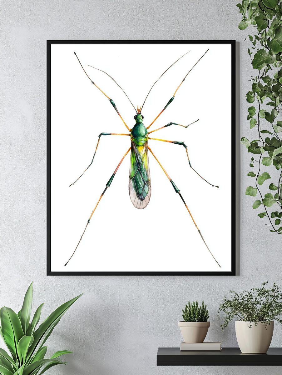 Green Mosquito — Watercolor Print. — room view 4