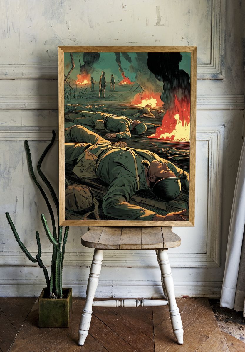 War Battlefield Illustration Poster. — room view 1