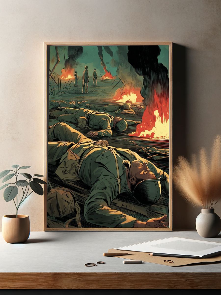 War Battlefield Illustration Poster. — room view 2