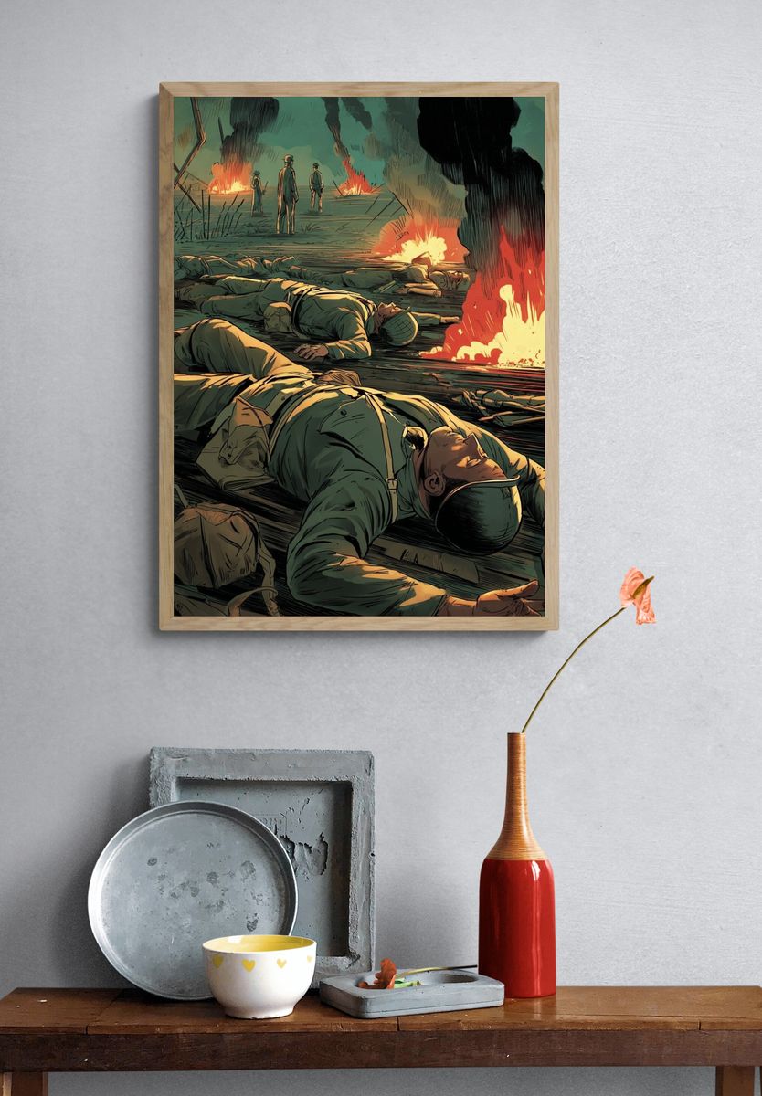 War Battlefield Illustration Poster. — room view 3