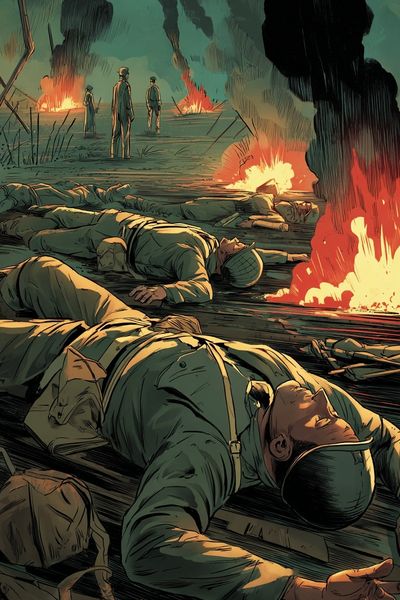 War Battlefield Illustration Poster. poster print