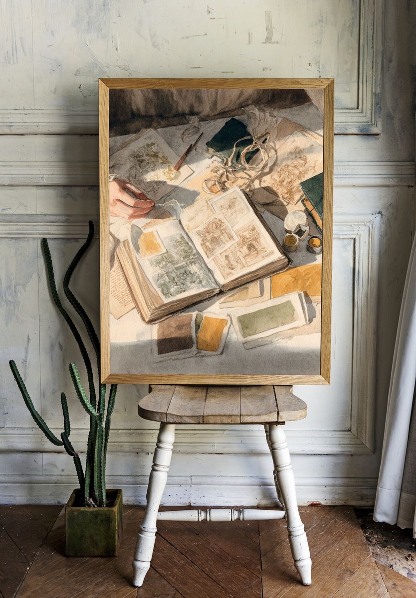 Watercolor Sketchbook Still Life Print. — room view 1