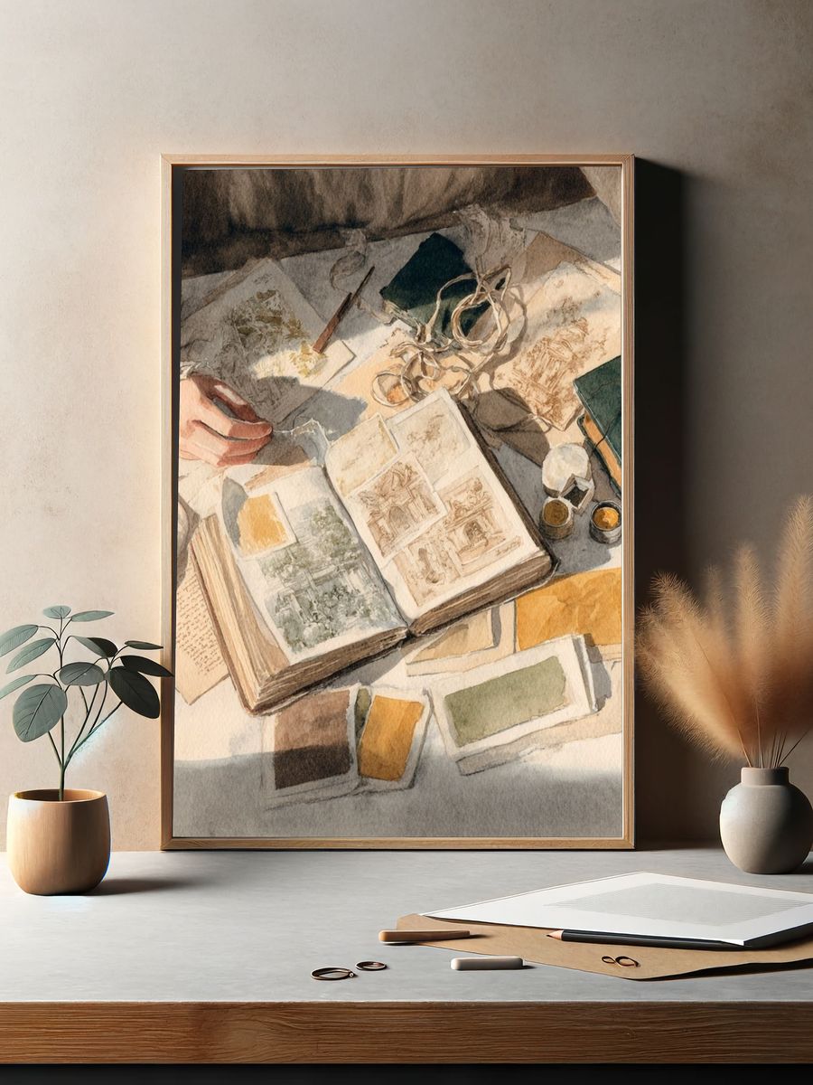 Watercolor Sketchbook Still Life Print. — room view 2