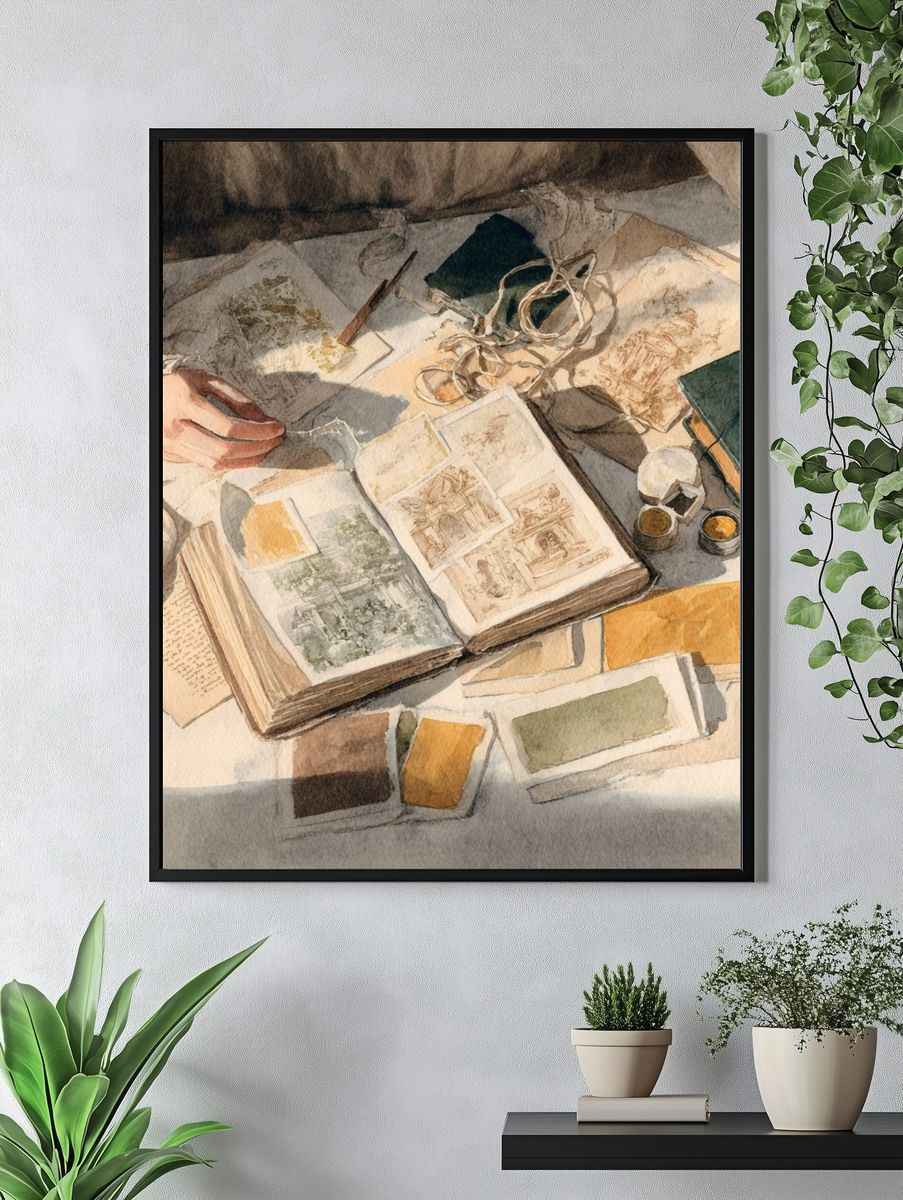 Watercolor Sketchbook Still Life Print. — room view 4