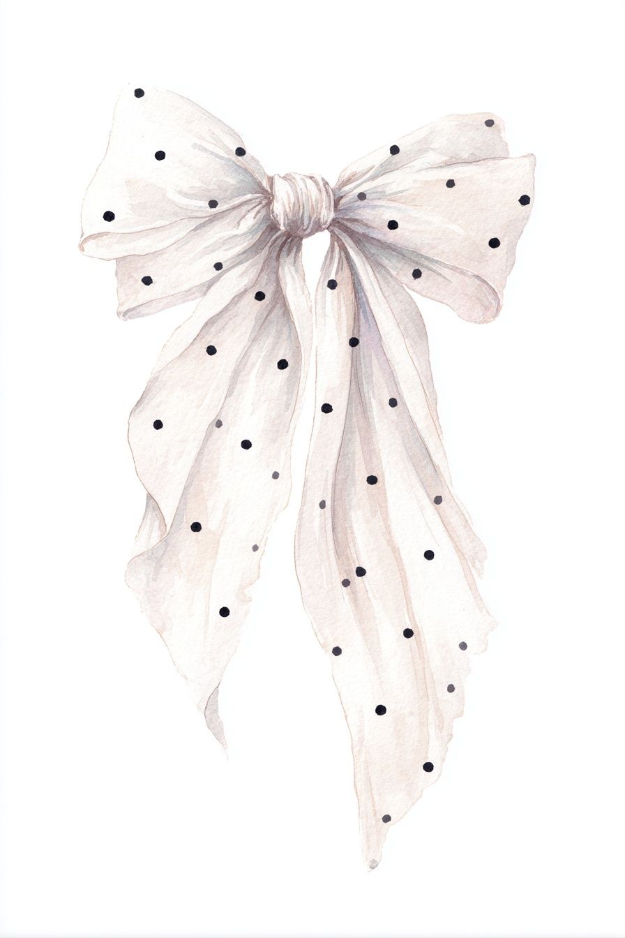 Polka Dot Bow — Watercolor Print. poster detail