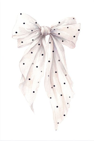 Polka Dot Bow — Watercolor Print. poster