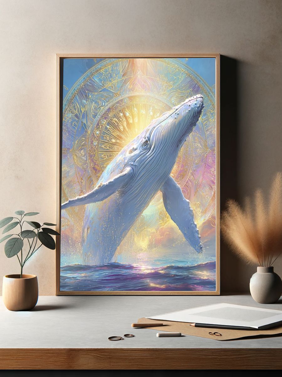 Whale Breaching — Surreal Art Print. — room view 2