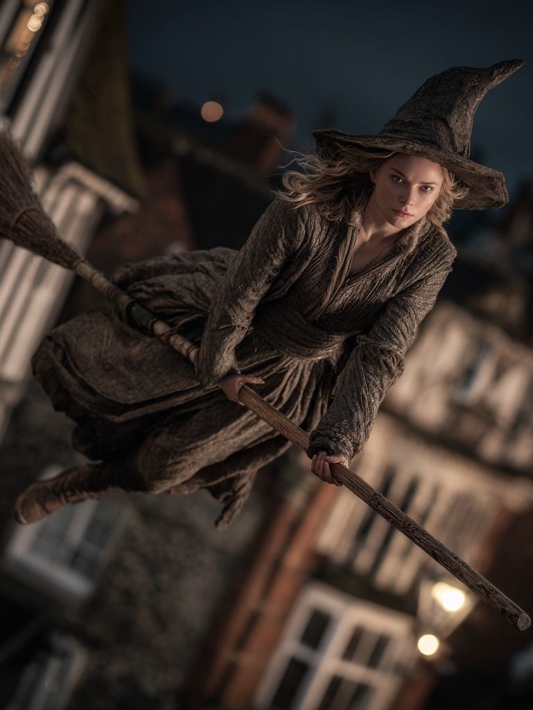 Witch on a Broomstick — Fantasy Print. poster — fine-art art