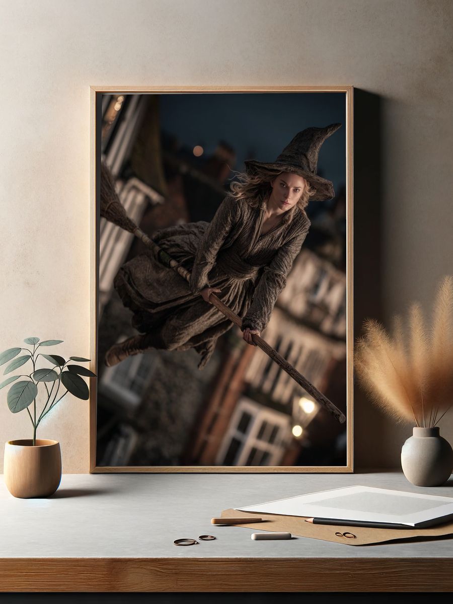 Witch on a Broomstick — Fantasy Print. — room view 2