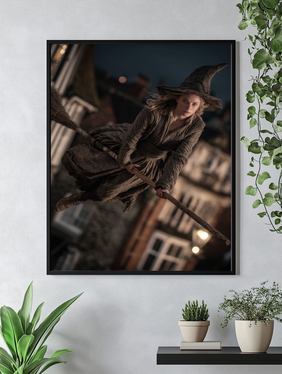 Witch on a Broomstick — Fantasy Print. — room view 4