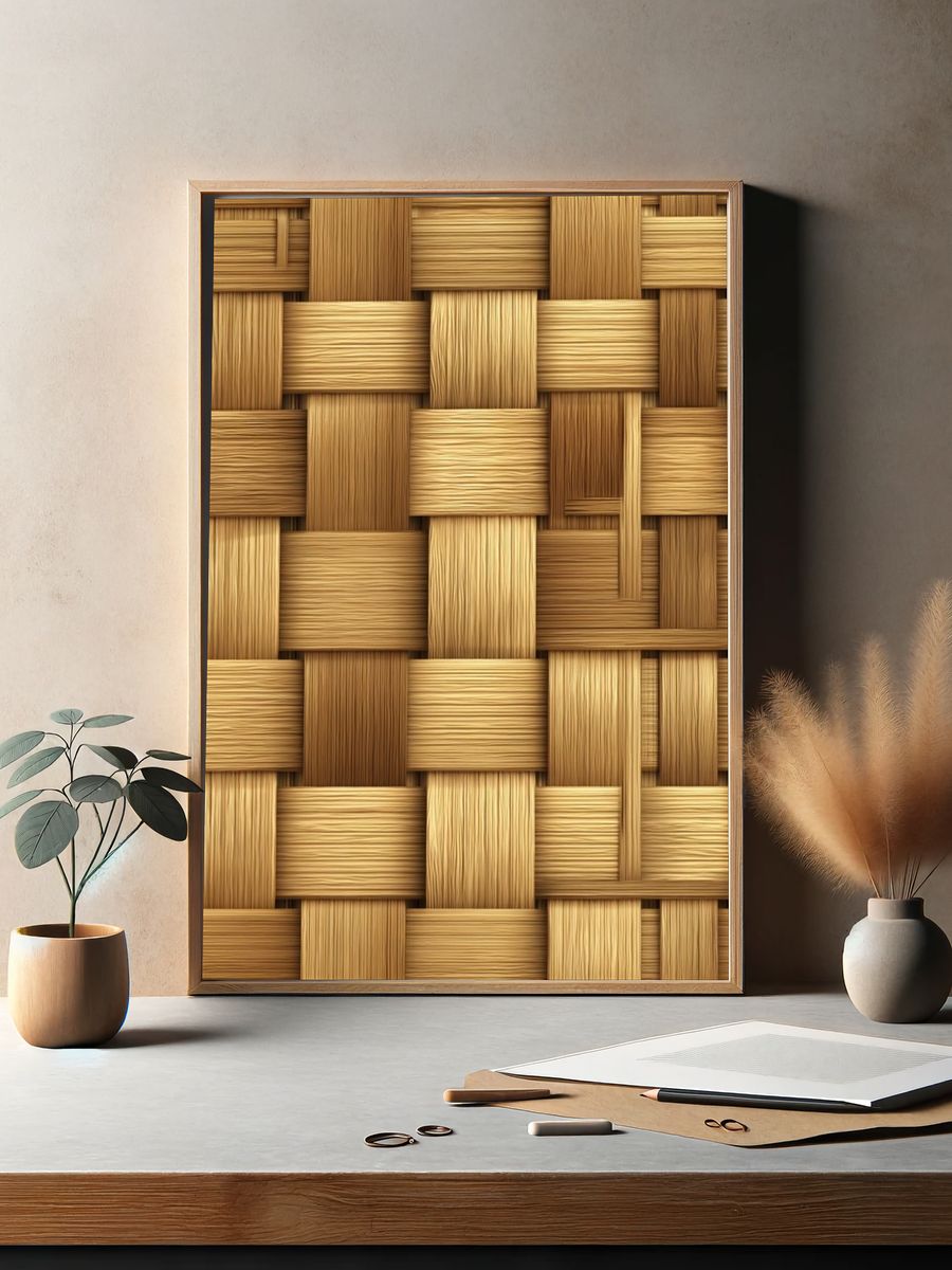 Woven Bamboo Texture Poster. — room view 2