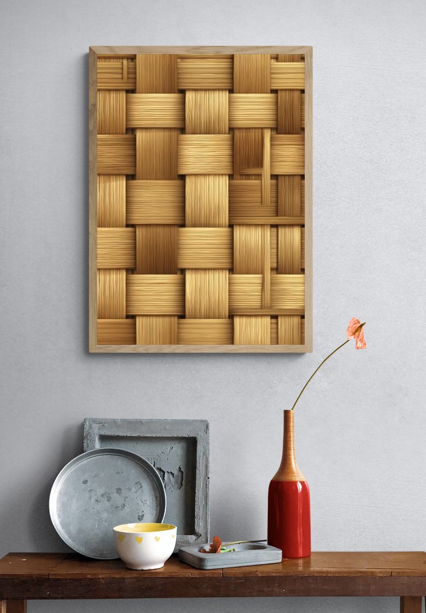 Woven Bamboo Texture Poster. — room view 3