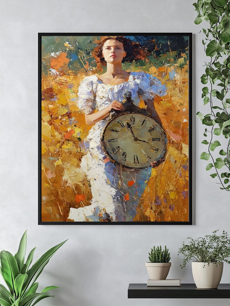 Woman with Clock — Fine Art Print. — room view 4