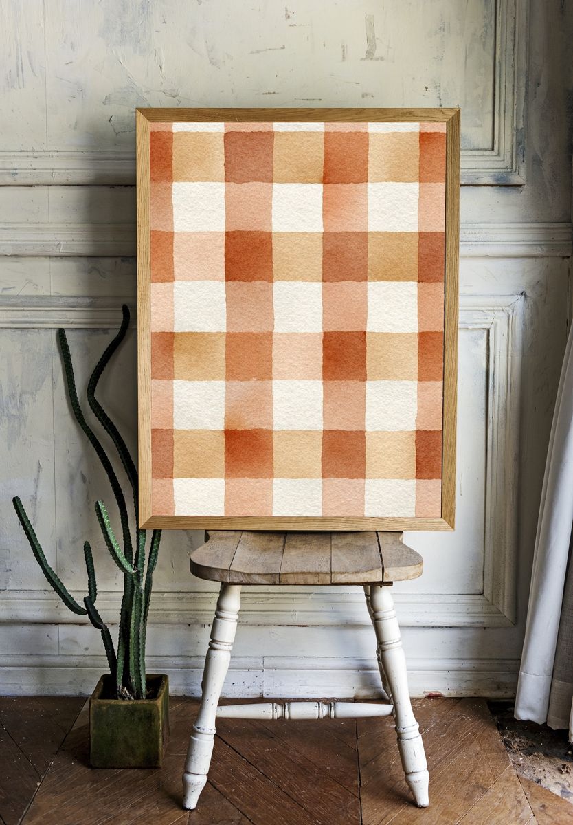 Watercolor Checkered Pattern Poster. room preview