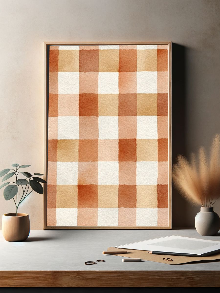 Watercolor Checkered Pattern Poster. — room view 2