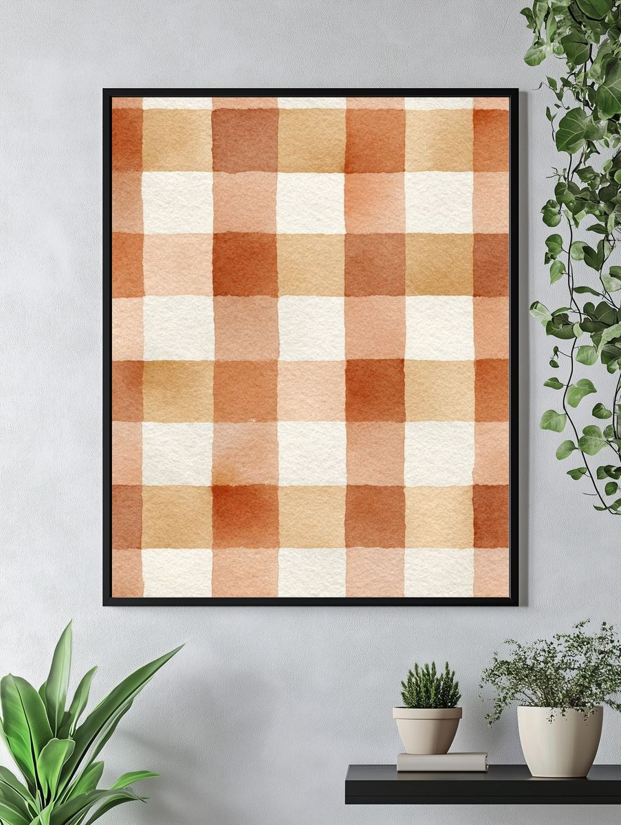 Watercolor Checkered Pattern Poster. — room view 4