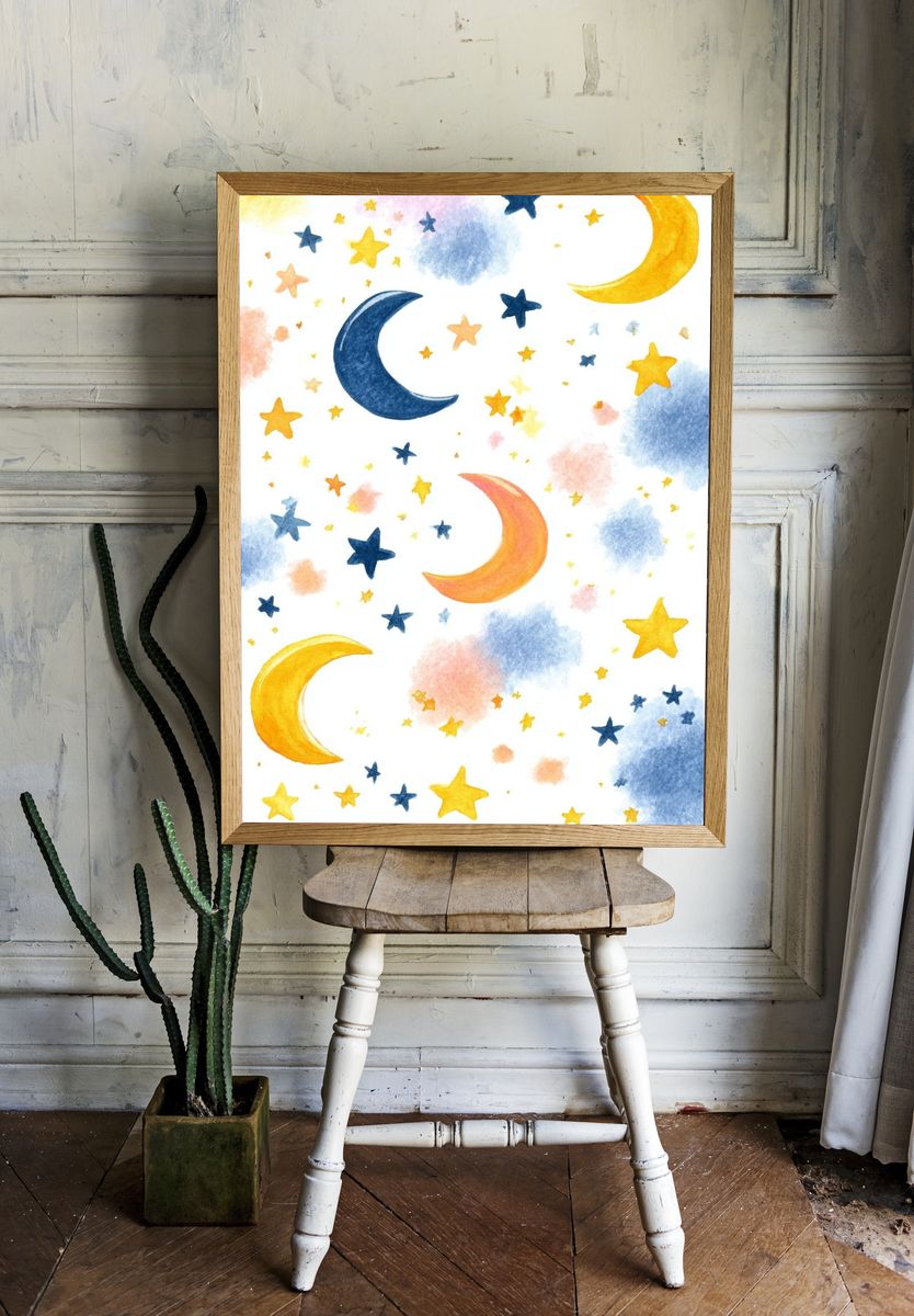 Celestial Dreams — Watercolor Print. — room view 1