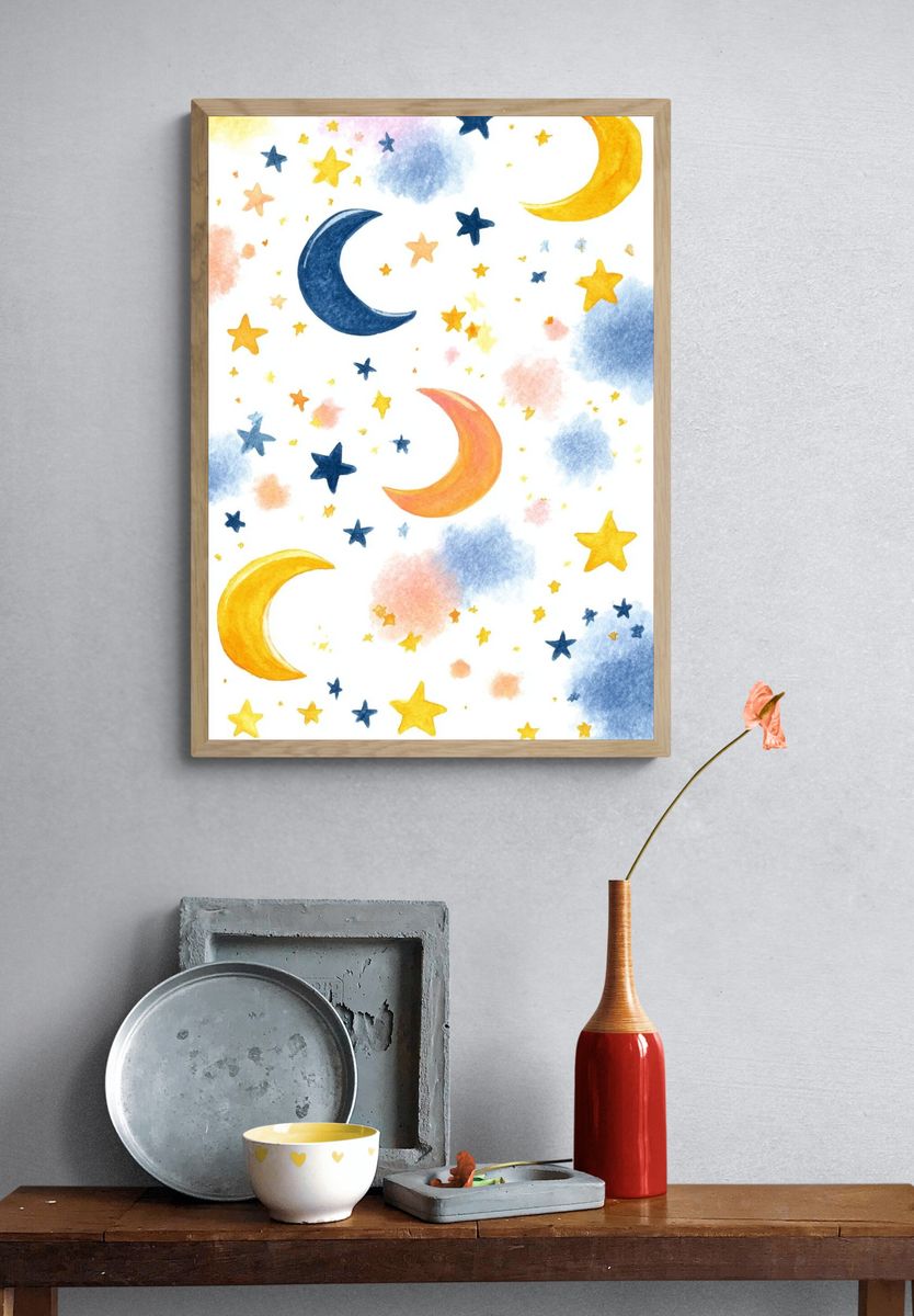 Celestial Dreams — Watercolor Print. — room view 3