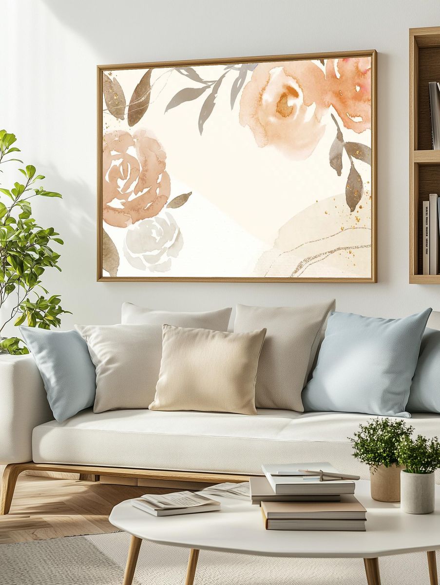 Watercolor Floral Elegance Poster. — room view 2