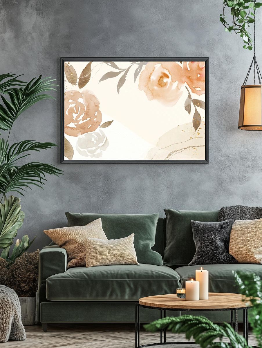 Watercolor Floral Elegance Poster. — room view 4