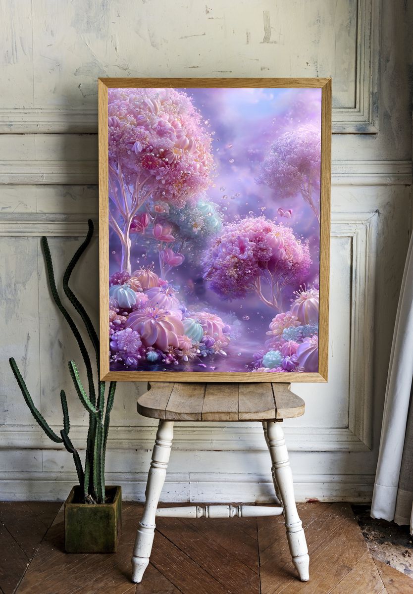 Whimsical Floral Fantasy Poster. — room view 1