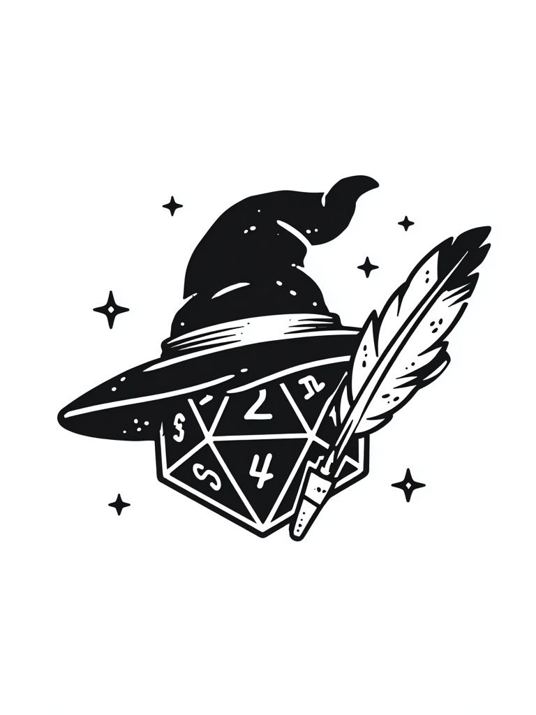 Wizard Hat and Dice — Illustration Print. poster detail