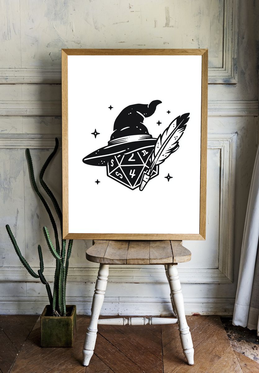Wizard Hat and Dice — Illustration Print. — room view 1