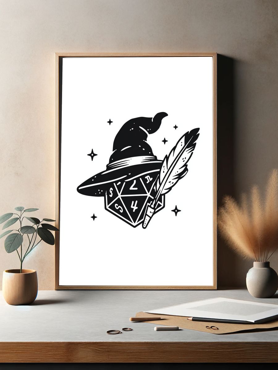 Wizard Hat and Dice — Illustration Print. — room view 2