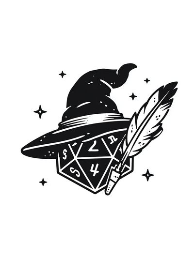 Wizard Hat and Dice — Illustration Print. poster