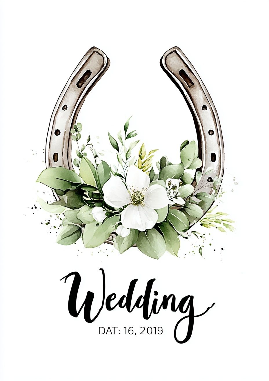 Wedding Horseshoe Floral Print. poster detail