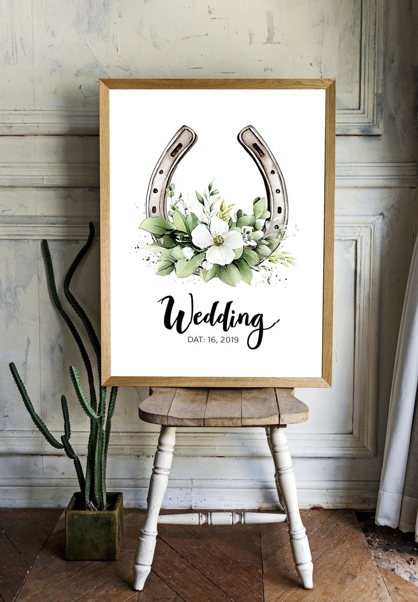 Wedding Horseshoe Floral Print. — room view 1
