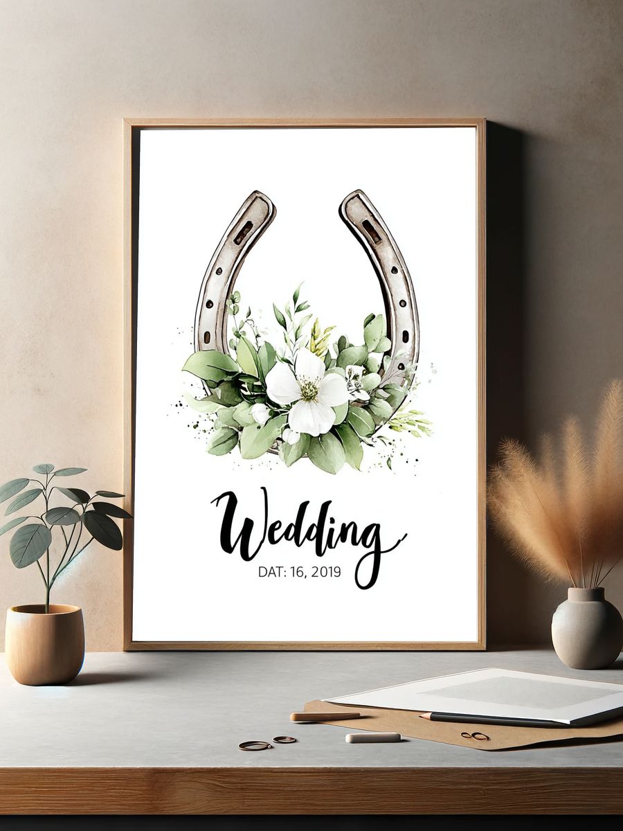 Wedding Horseshoe Floral Print. — room view 2
