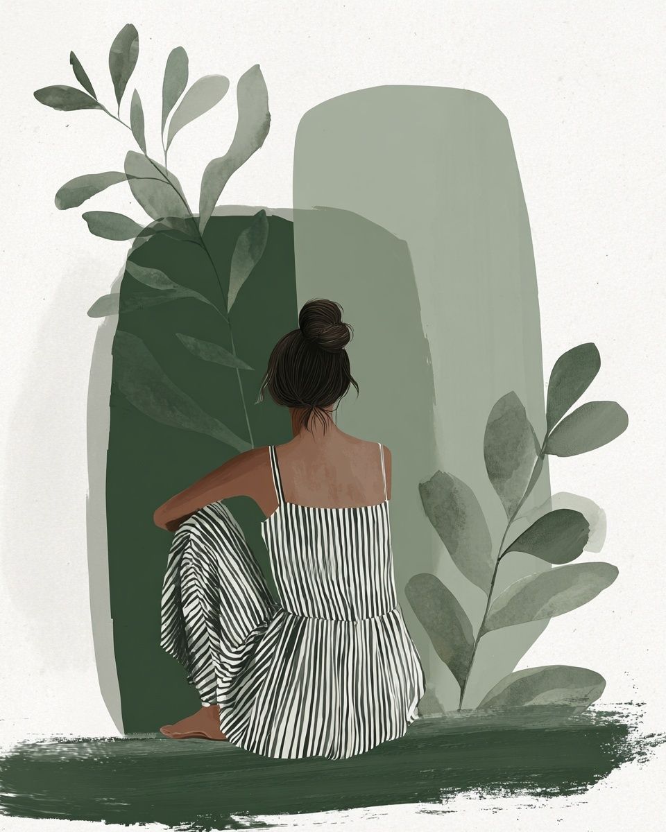 Woman in Stripes — Illustration Print. poster detail